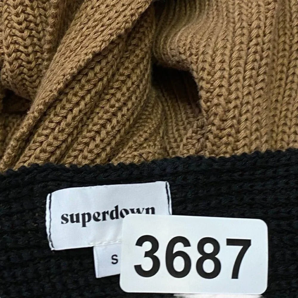 Superdown Trish Knot Sweater - Brown & Black